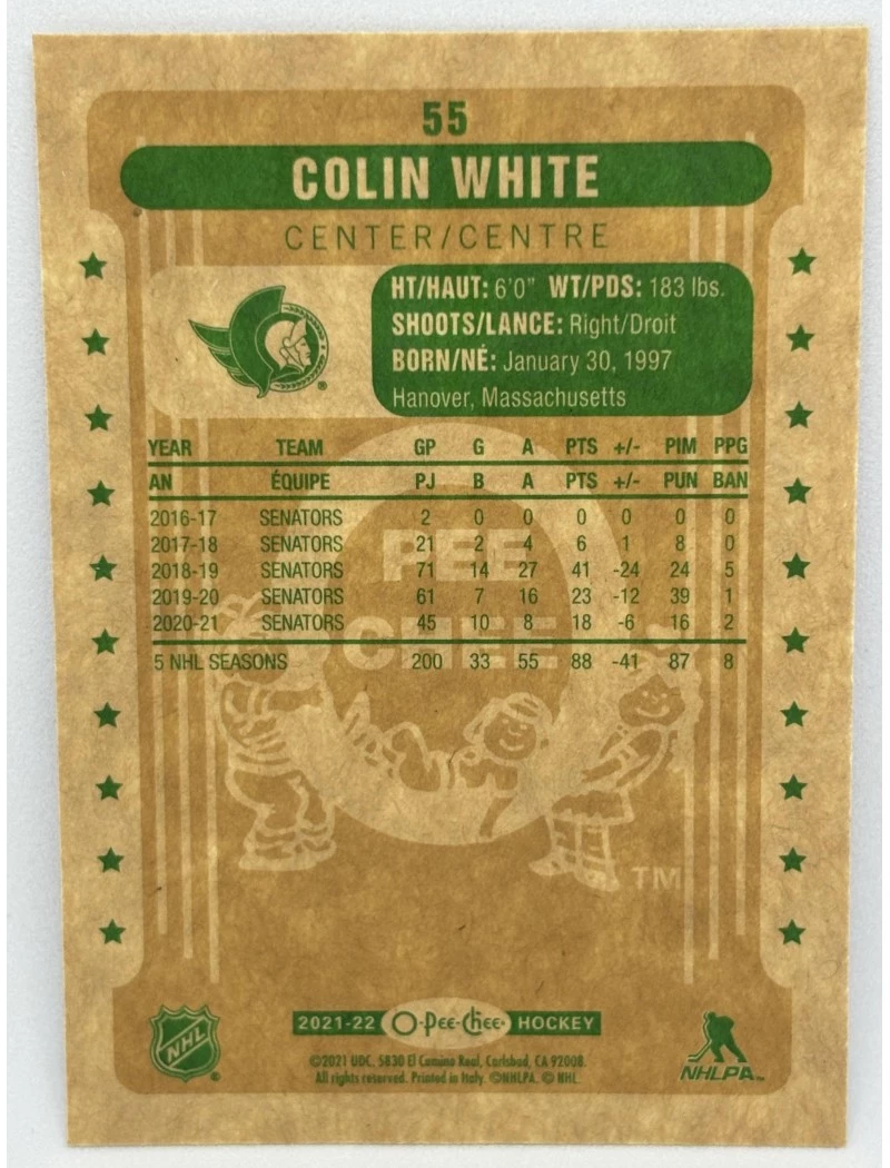 21-22 UD O-Pee-Chee COLIN WHITE Retro #55