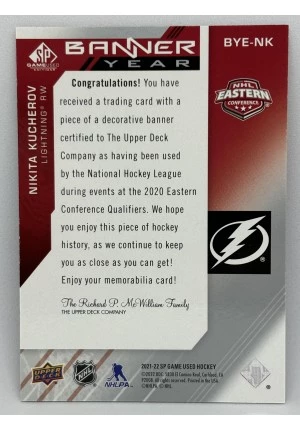 21-22 UD SP Game Used NIKITA KUCHEROV Eastern Conference Banner Year #BYE-NK