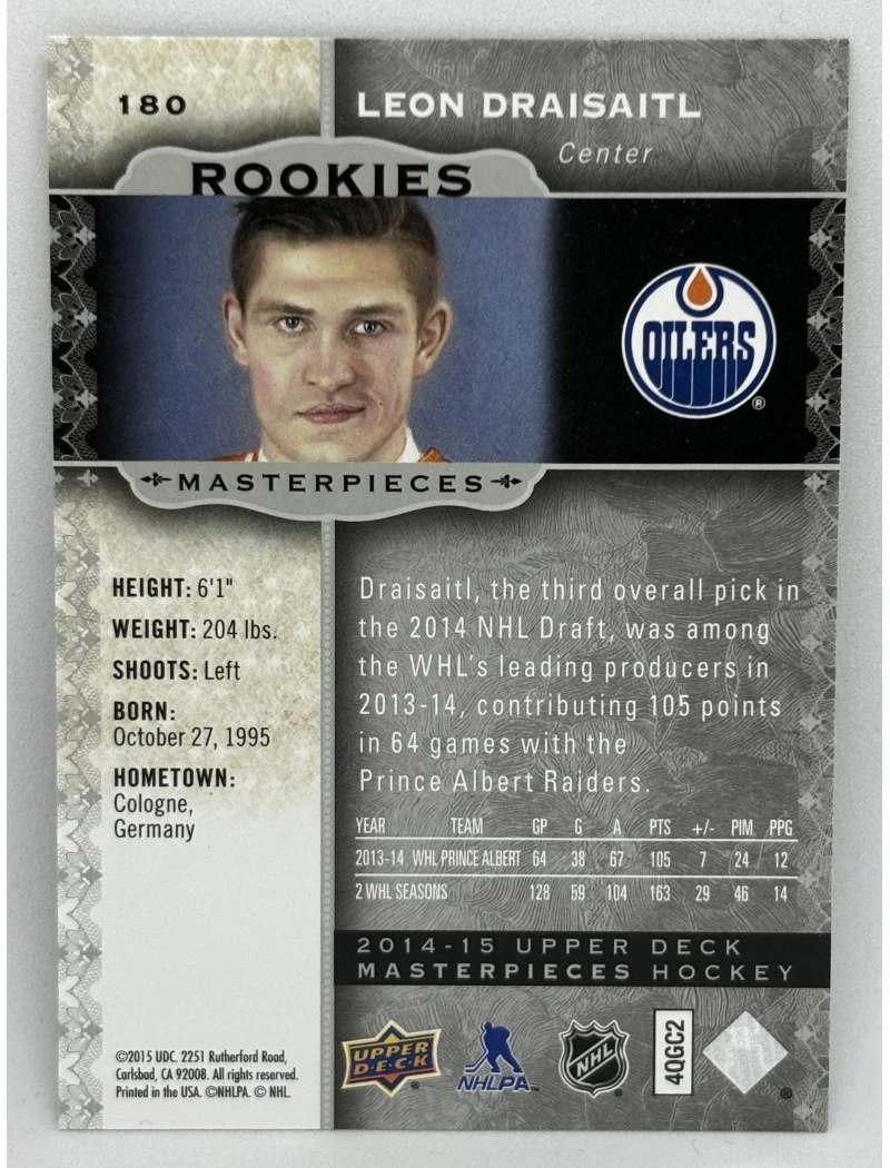 14-15 UD Masterpieces LEON DRAISAITL Rookies #180